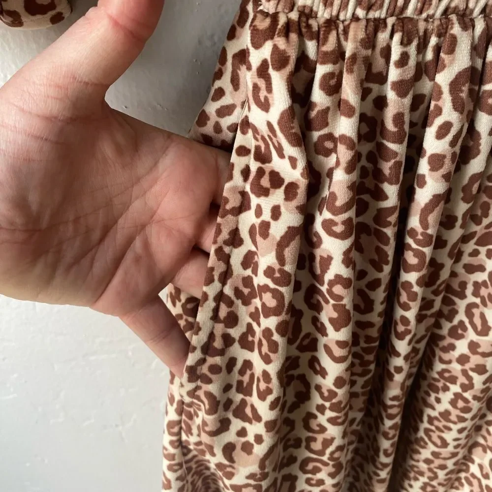 Ivy City Co. Wild One Smocked Boddice Leopard Print Puff Sleeve Velvet Dress